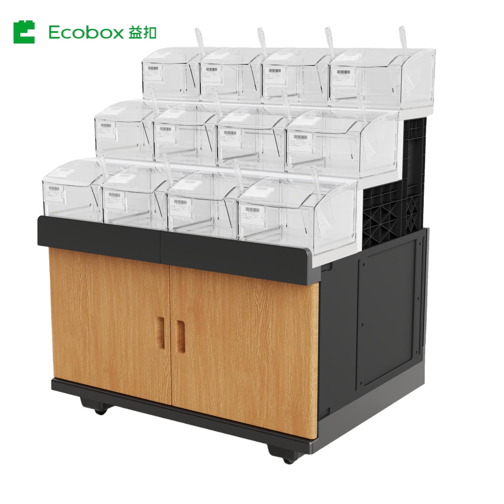 Estante de exhibición de plástico de tres capas GT-0101