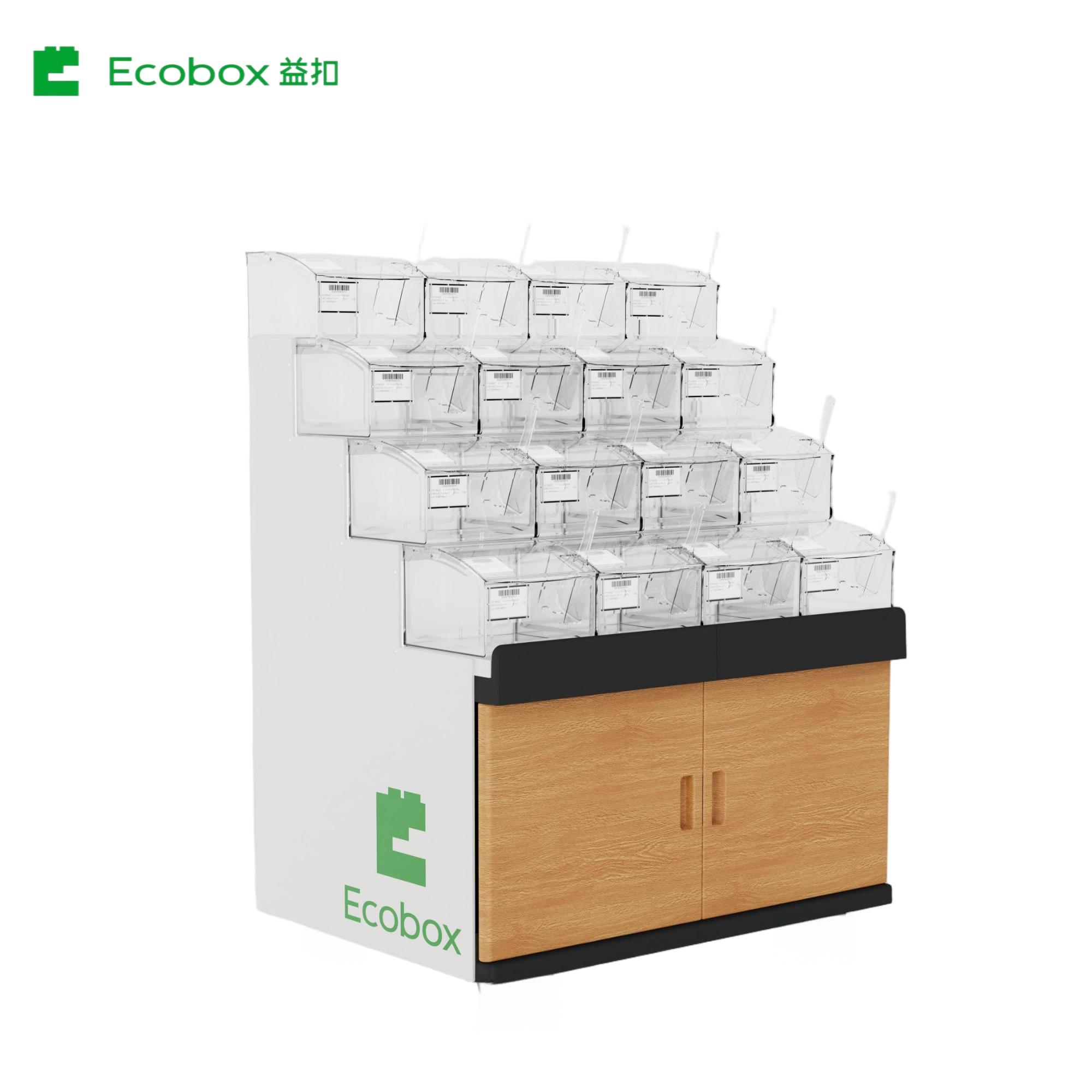 Estante de exhibición de plástico de cuatro capas GT-0102