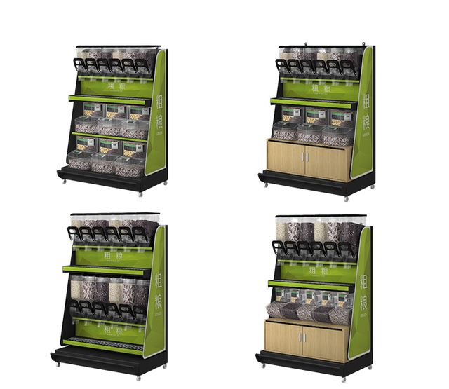 EK-026-4 Pantallas de hierro con dispensador de gravedad y contenedores de cucharadas 